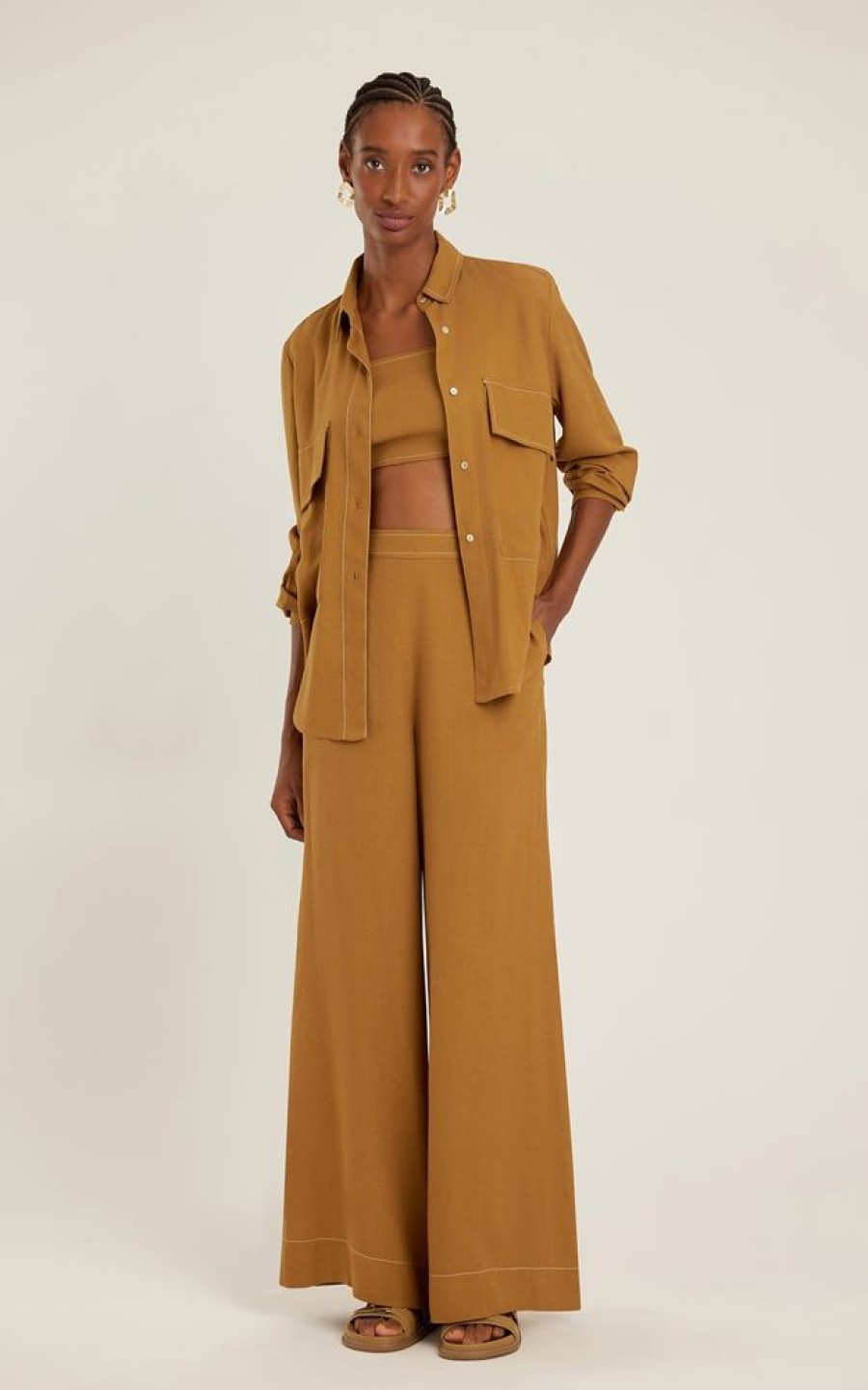 Roupas Lenny Niemeyer | Calca Pesponto Contrastante Ambar