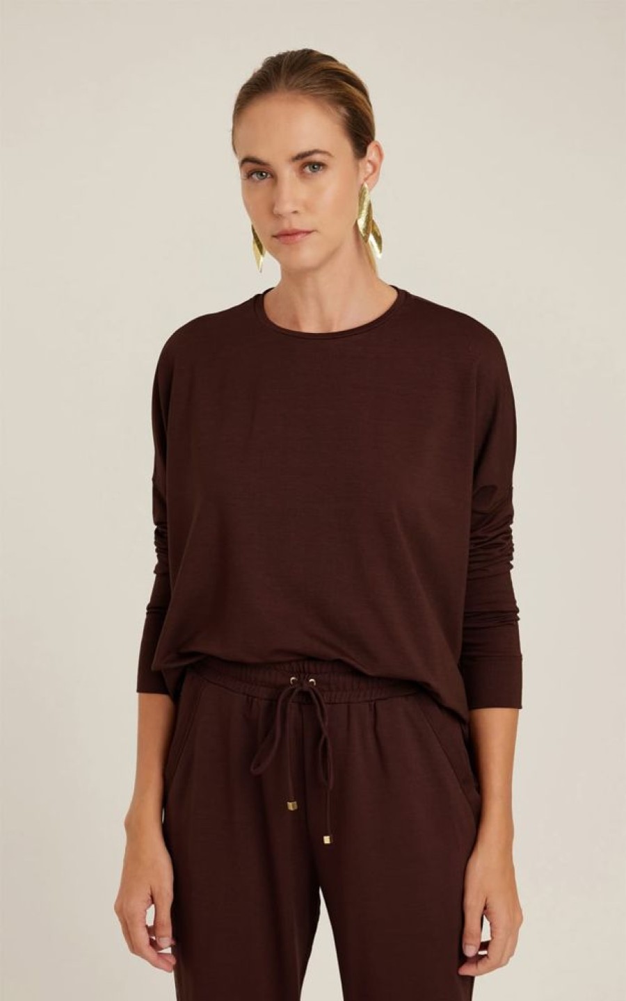 Roupas Lenny Niemeyer | Blusa Moletinho Manga Longa Cafe