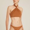 Biquinis Lenny Niemeyer | Top Cruzado Bronze E Calca Basica Fina Bronze