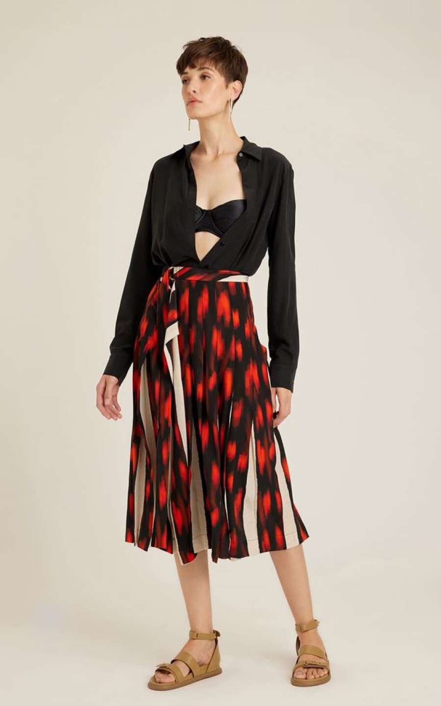 Roupas Lenny Niemeyer | Saia Pregas Transpassada Seda Flash