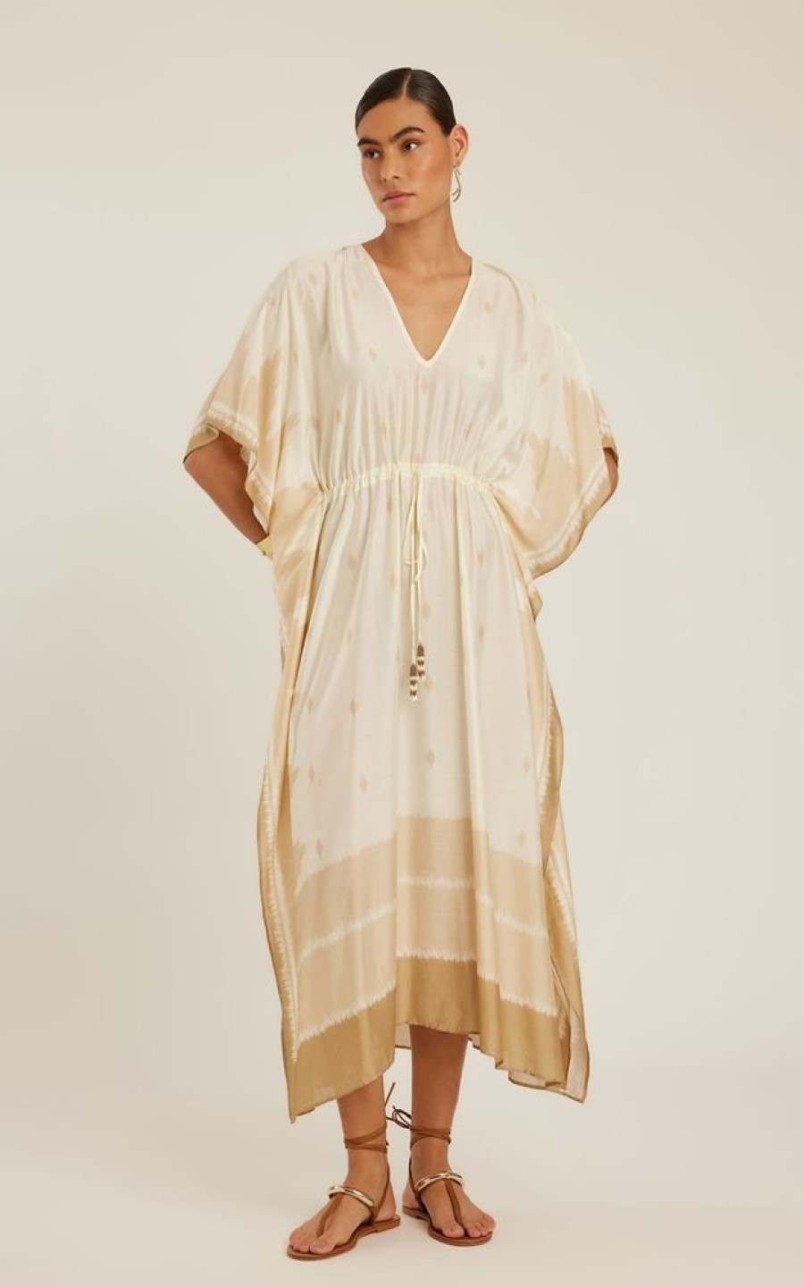 Roupas Lenny Niemeyer | Kaftan Franzido Ikat Areia