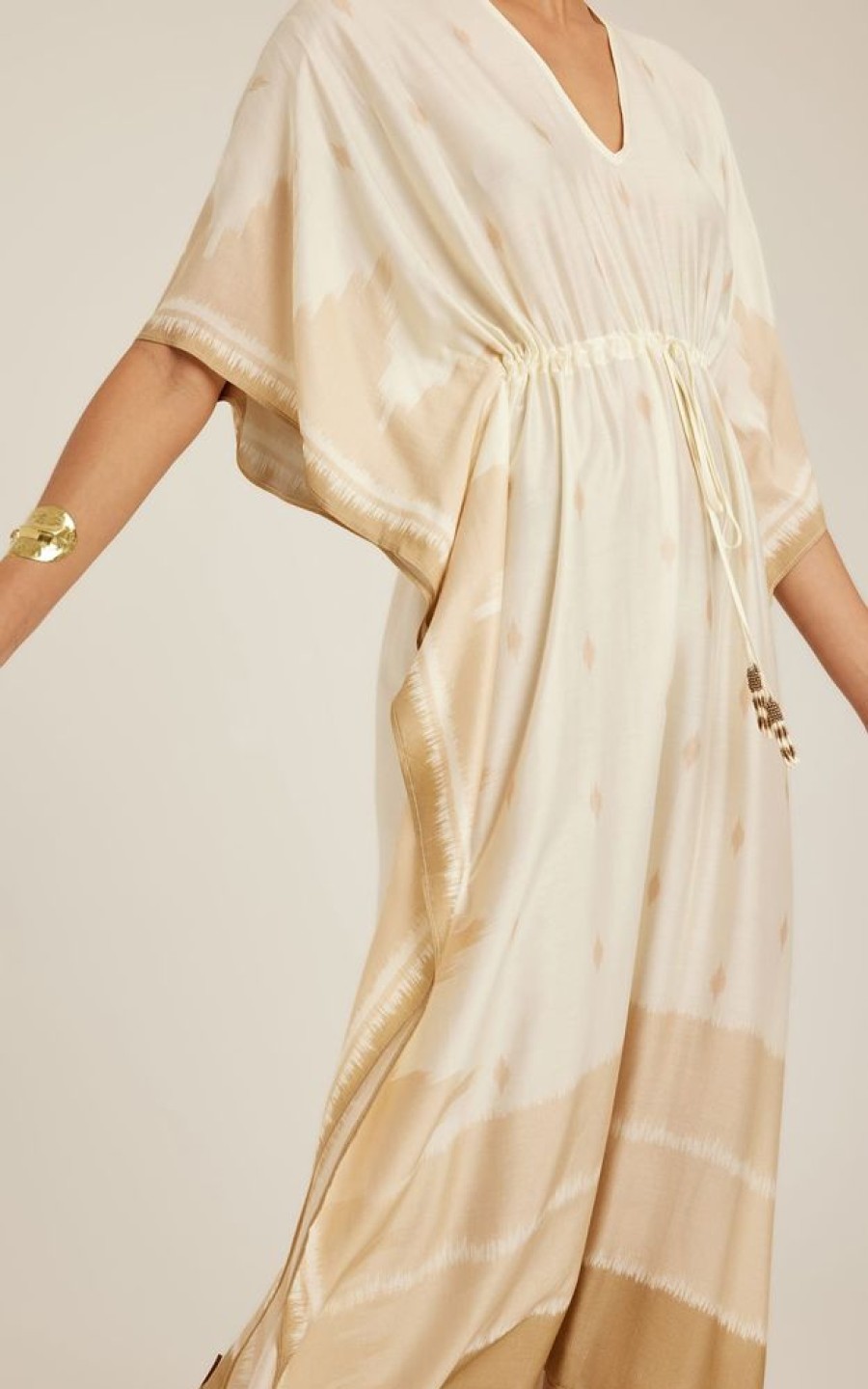 Roupas Lenny Niemeyer | Kaftan Franzido Ikat Areia