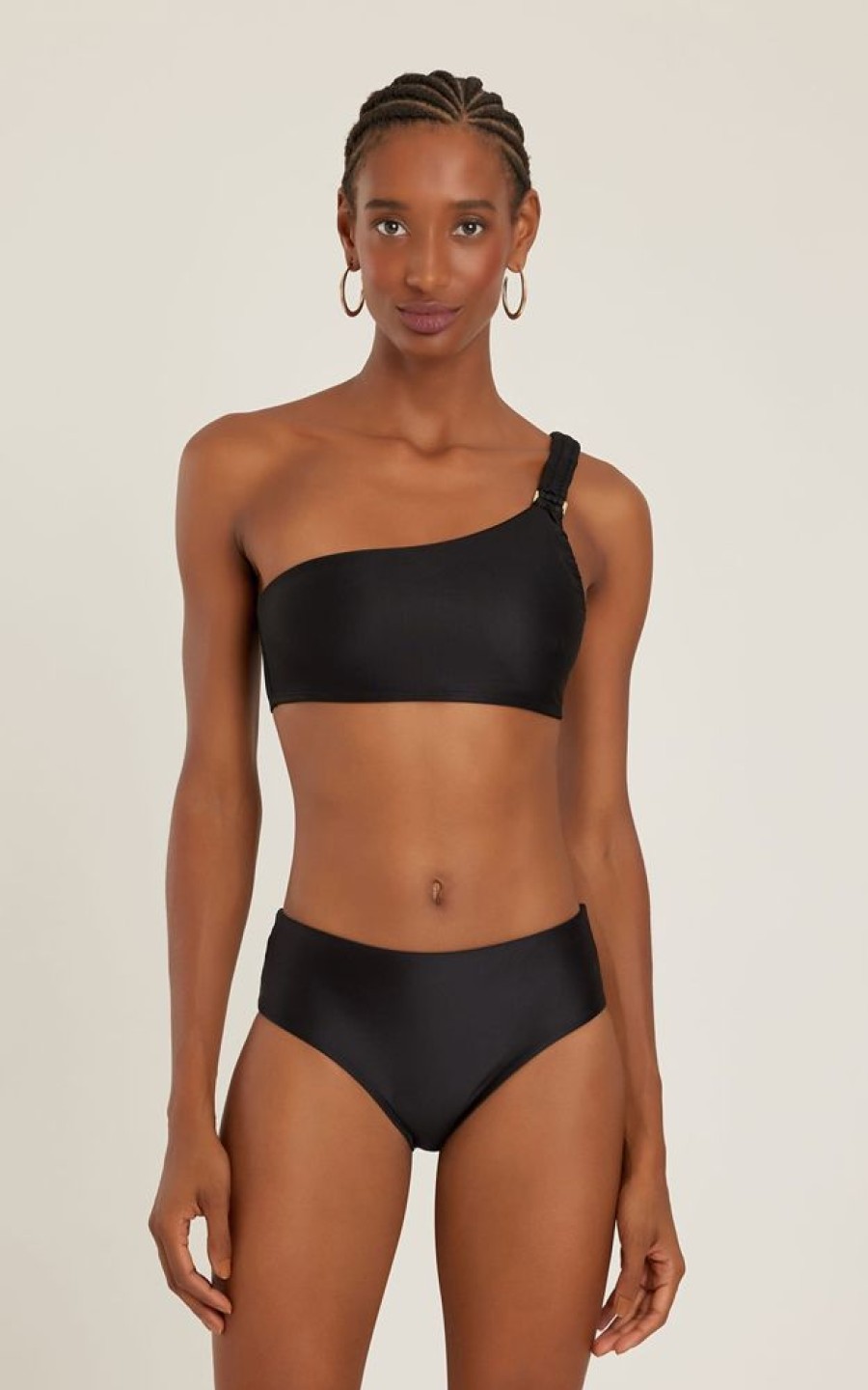 Biquinis Lenny Niemeyer | Sutia Ombro Macrame Preto E Calca Alta Basica Preto