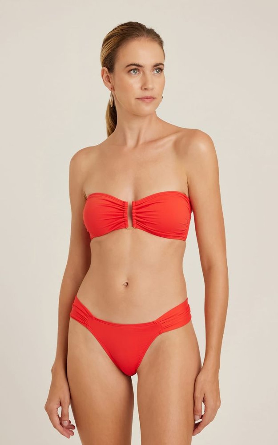 Biquinis Lenny Niemeyer | Sutia Bandeau Rita Bio Melancia E Calca Drapeada Bio Melancia