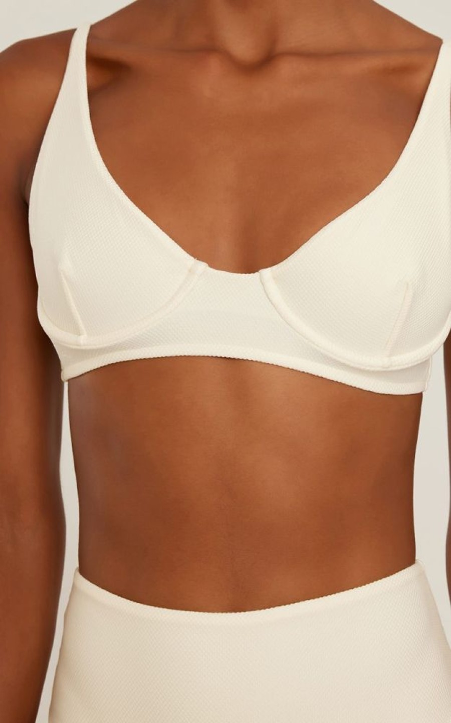 Biquinis Lenny Niemeyer | Sutia Meia Taca Alongado Off White E Calca Alta Cava Off White