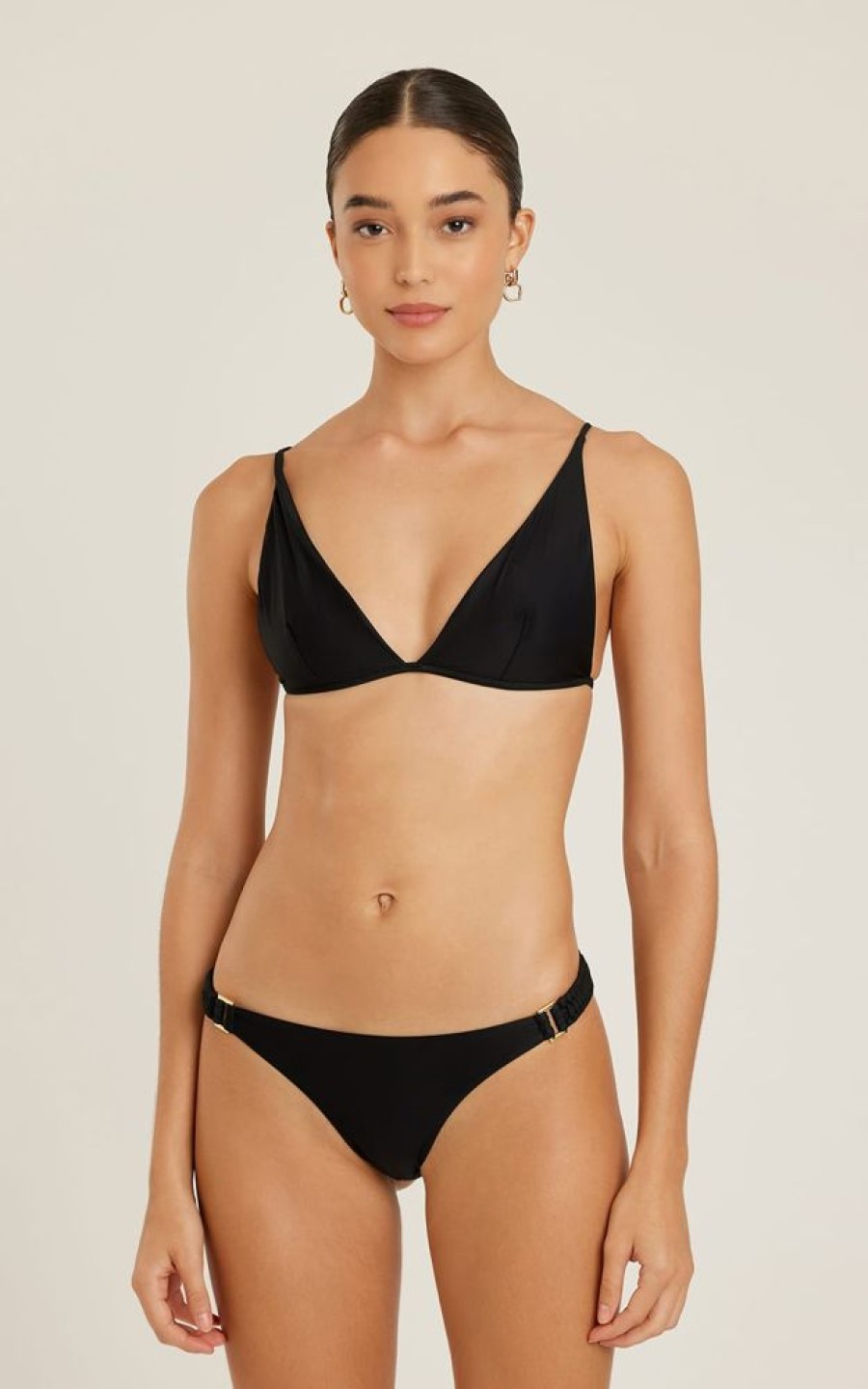 Biquinis Lenny Niemeyer | Sutia Triangulo Fixo Alongado Preto E Calca Macrame Preto