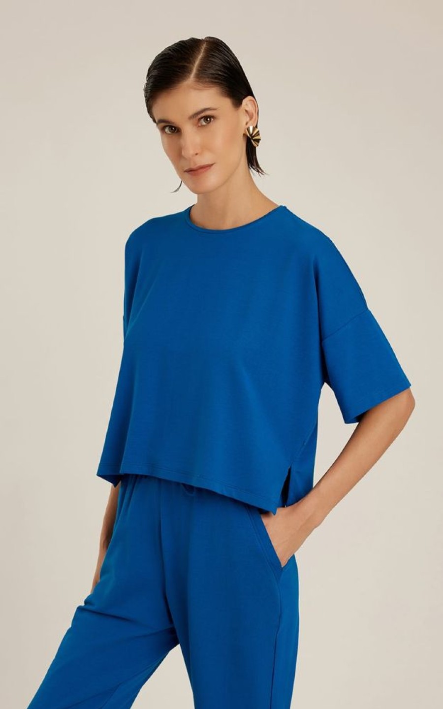 Roupas Lenny Niemeyer | Blusa Moletinho Quadrada Safira