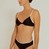 Biquinis Lenny Niemeyer | Sutia Meia-Taca Bicolor Colab Reorder Preto/Branco E Calca Midi Clean Bicolor Colab Reorder Preto/Branco