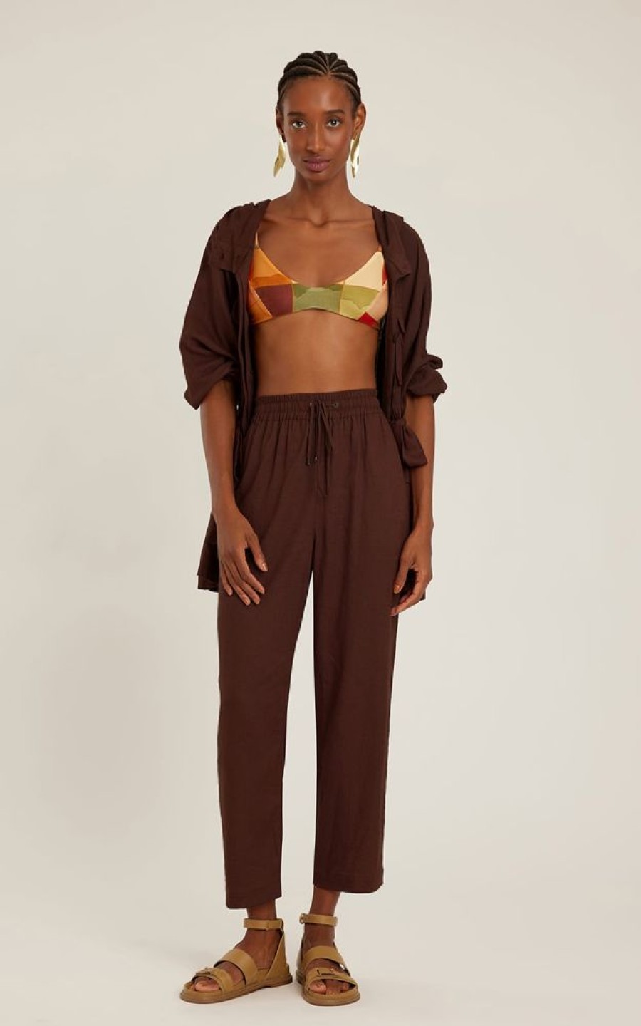 Roupas Lenny Niemeyer | Calca Cos Elastico Cafe
