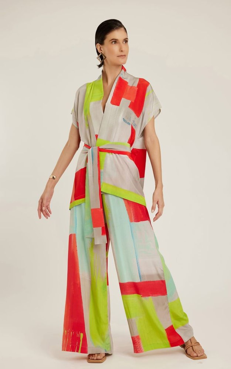 Roupas Lenny Niemeyer | Calca Reta Seda Canvas