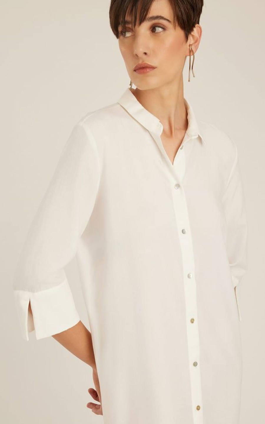 Biowear Lenny Niemeyer | Chemisier Longo Fenda Laterais Off White