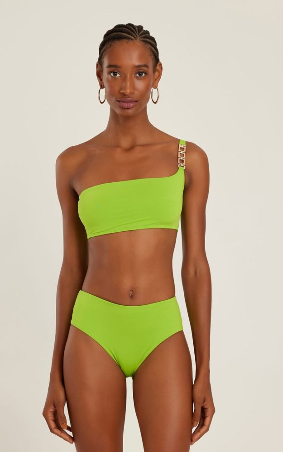 Biquinis Lenny Niemeyer | Sutia Ombro Corrente Bio Lime E Calca Alta Basica Bio Lime