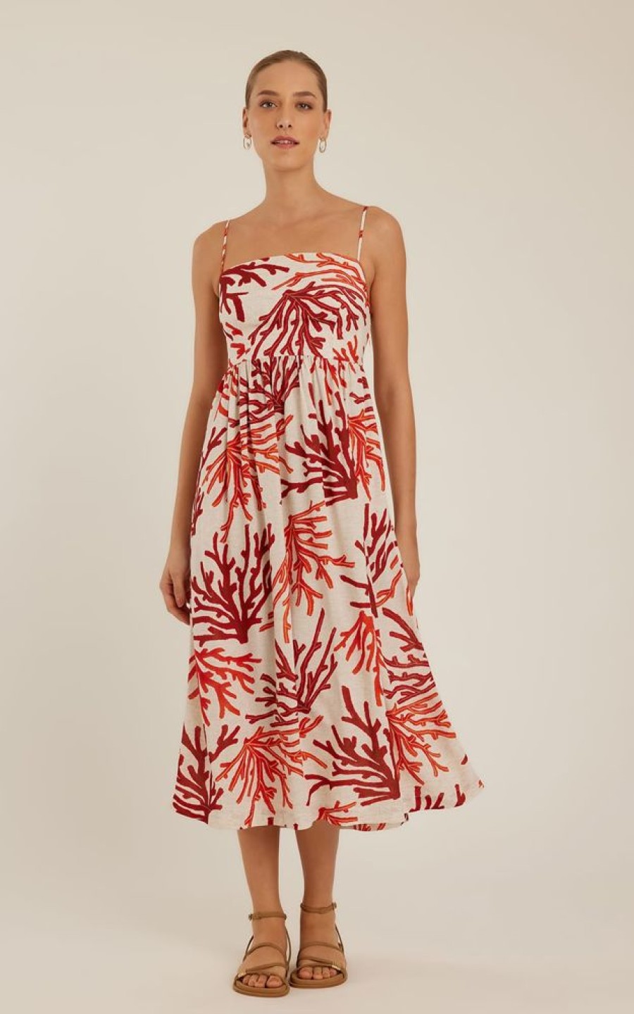 Roupas Lenny Niemeyer | Vestido Decote Reto Franzido Noronha