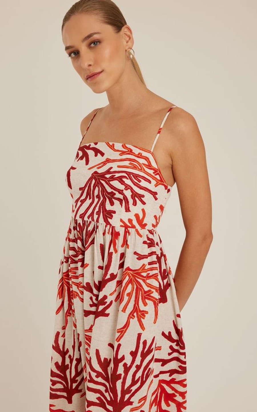 Roupas Lenny Niemeyer | Vestido Decote Reto Franzido Noronha