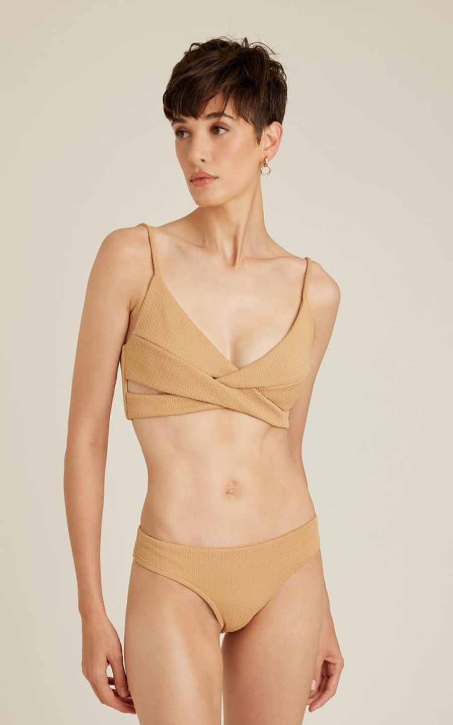 Biquinis Lenny Niemeyer | Top Entrelacado Palha E Calca Athletic Midi Palha