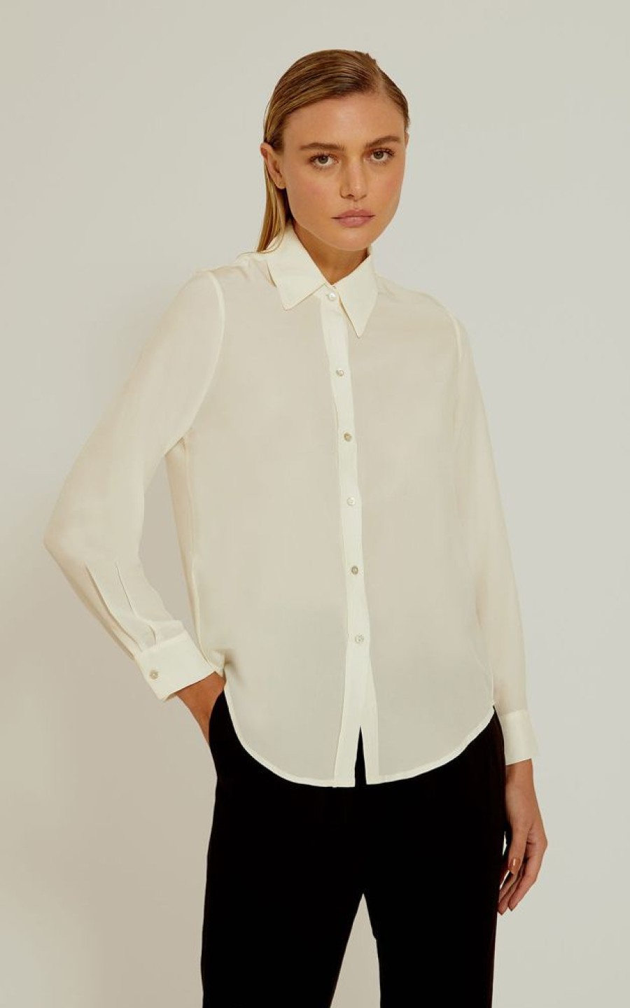 Biowear Lenny Niemeyer | Camisa Classica Seda Lisa Premium Off White Off White