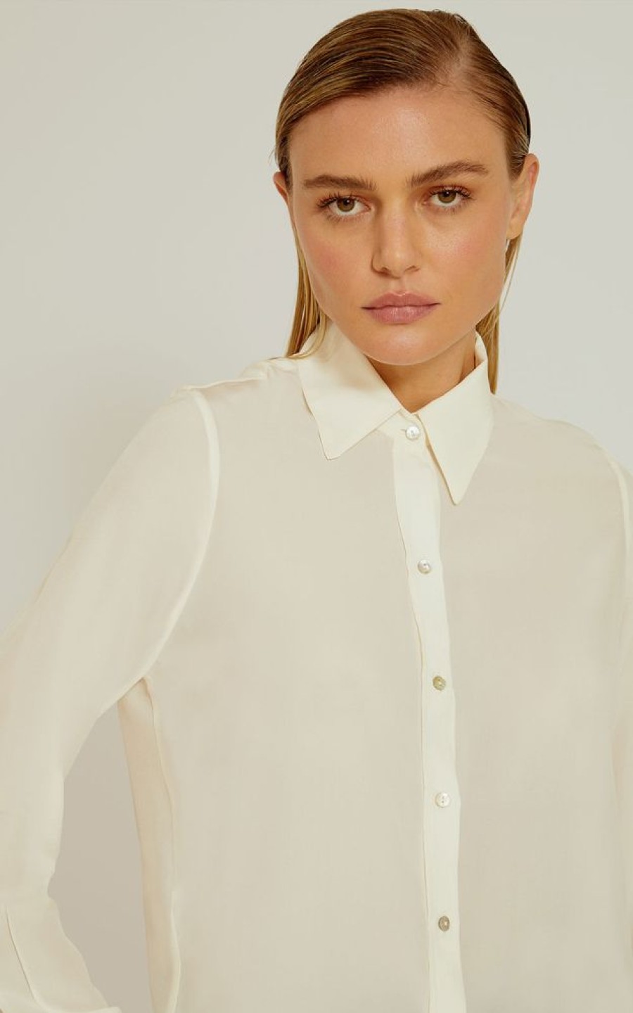 Biowear Lenny Niemeyer | Camisa Classica Seda Lisa Premium Off White Off White