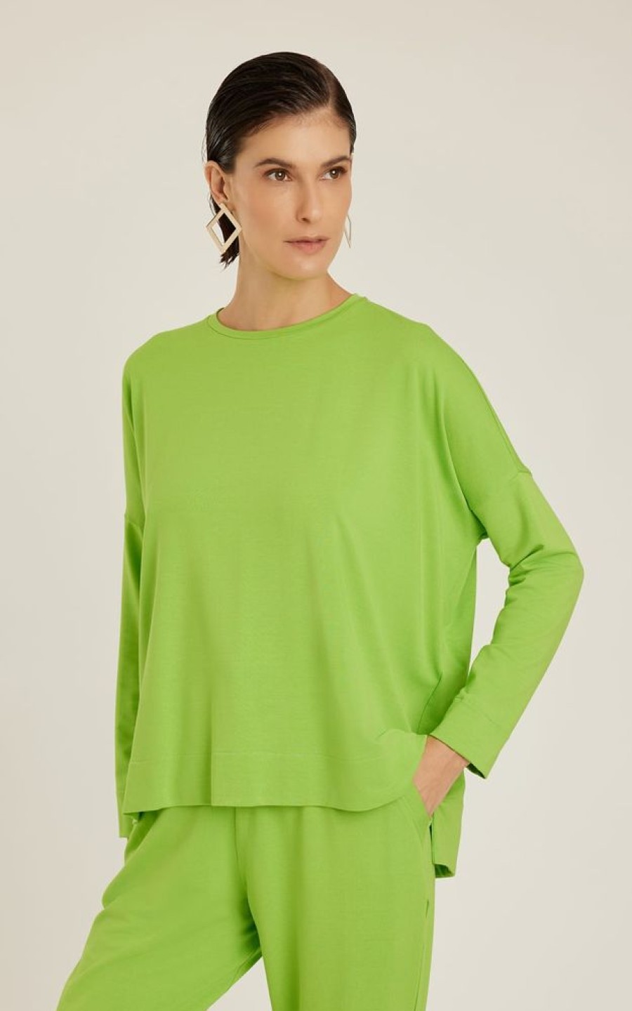 Roupas Lenny Niemeyer | Blusa Moletinho Manga Longa Lime