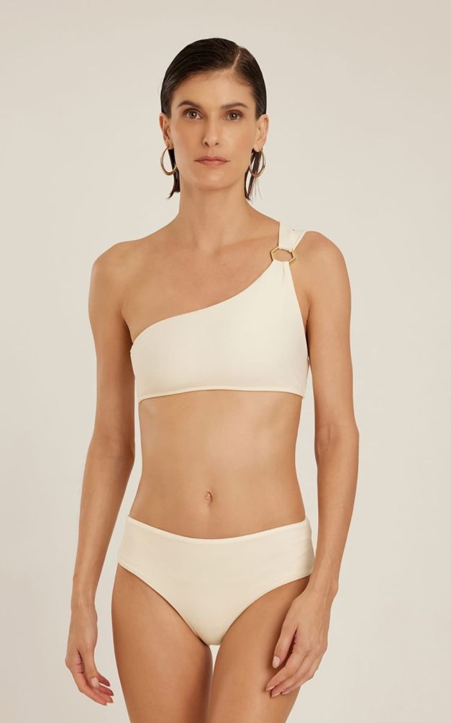 Biquinis Lenny Niemeyer | Sutia Ombro Tiras Colmeia Off White E Calca Alta Basica Off White