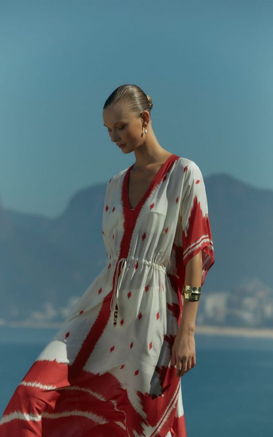 Roupas Lenny Niemeyer | Kaftan Franzido Ikat Vermelho