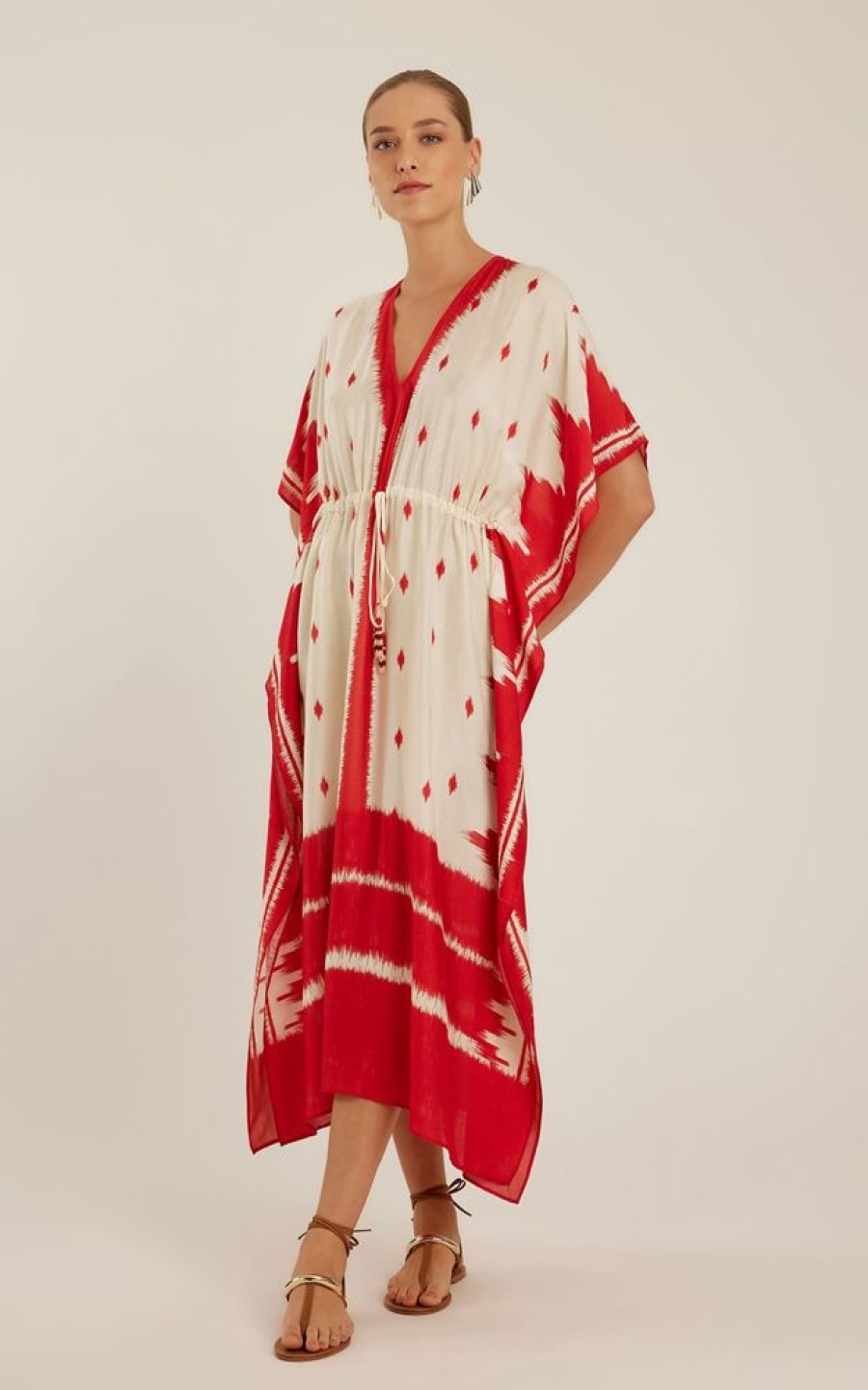 Roupas Lenny Niemeyer | Kaftan Franzido Ikat Vermelho