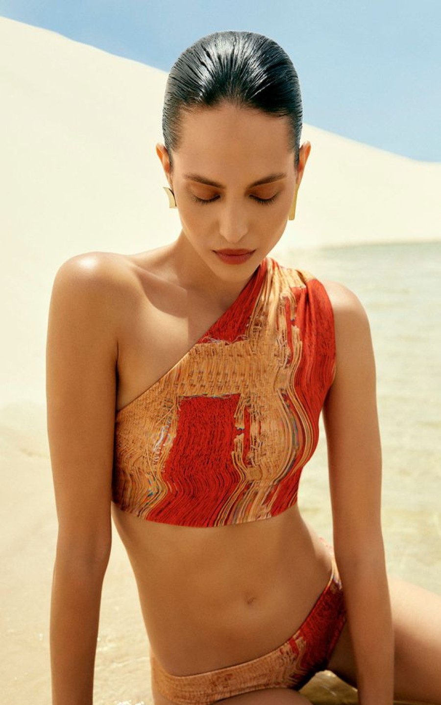Biquinis Lenny Niemeyer | Top Ombro Lacada Recycled Pariri E Calca Athletic Midi Recycled Pariri