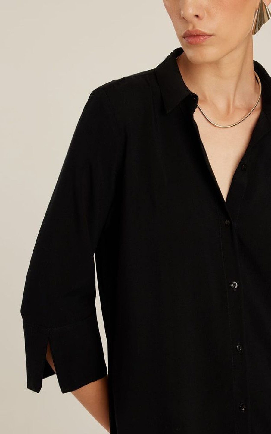 Biowear Lenny Niemeyer | Chemisier Longo Fenda Laterais Preto