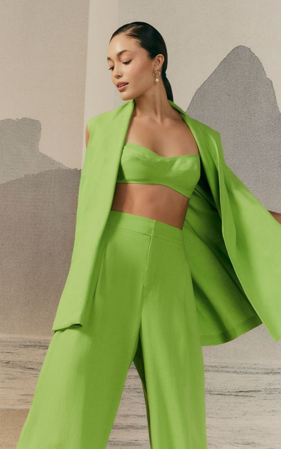 Roupas Lenny Niemeyer | Calca Pantalona Cropped Lime