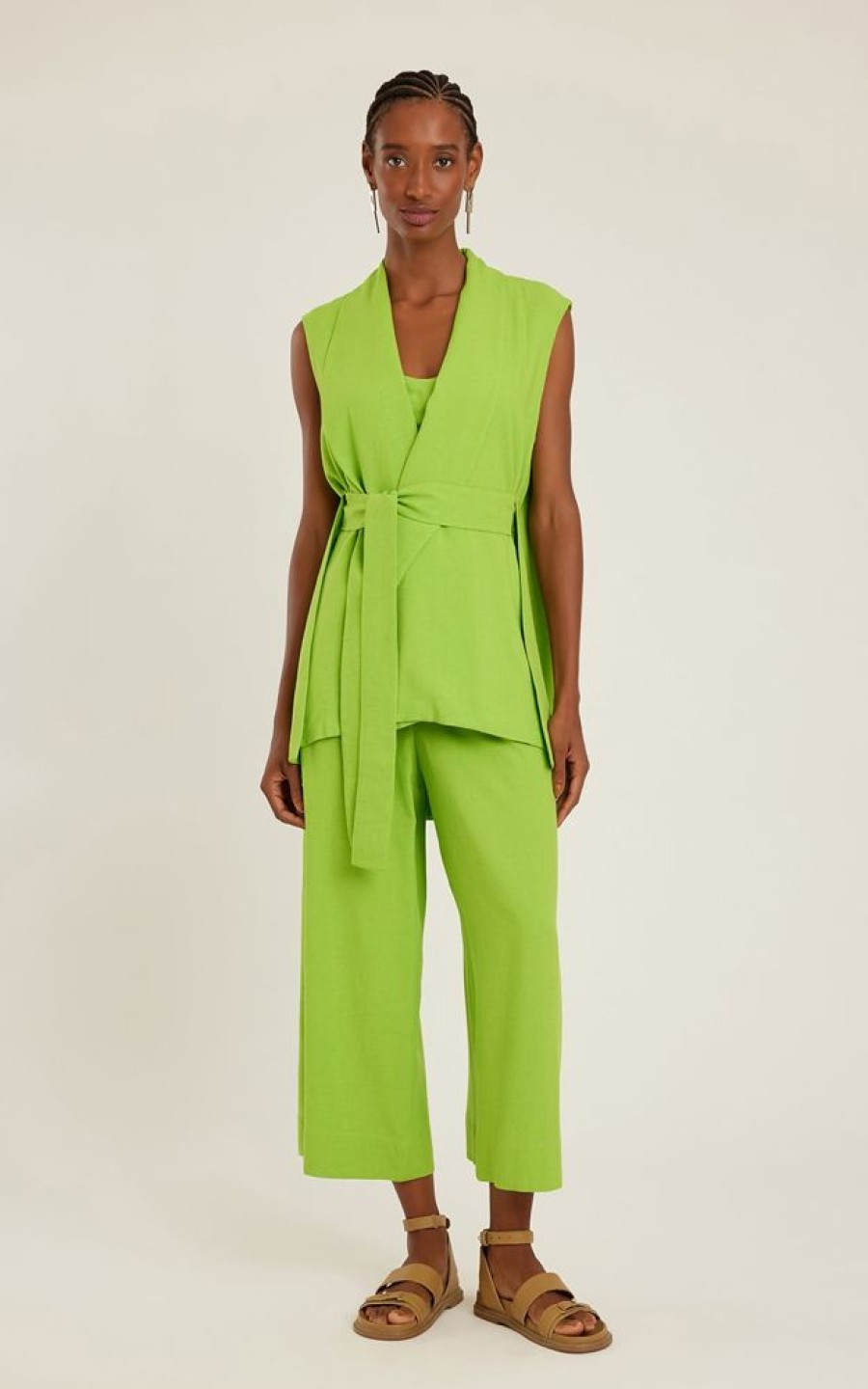 Roupas Lenny Niemeyer | Calca Pantalona Cropped Lime