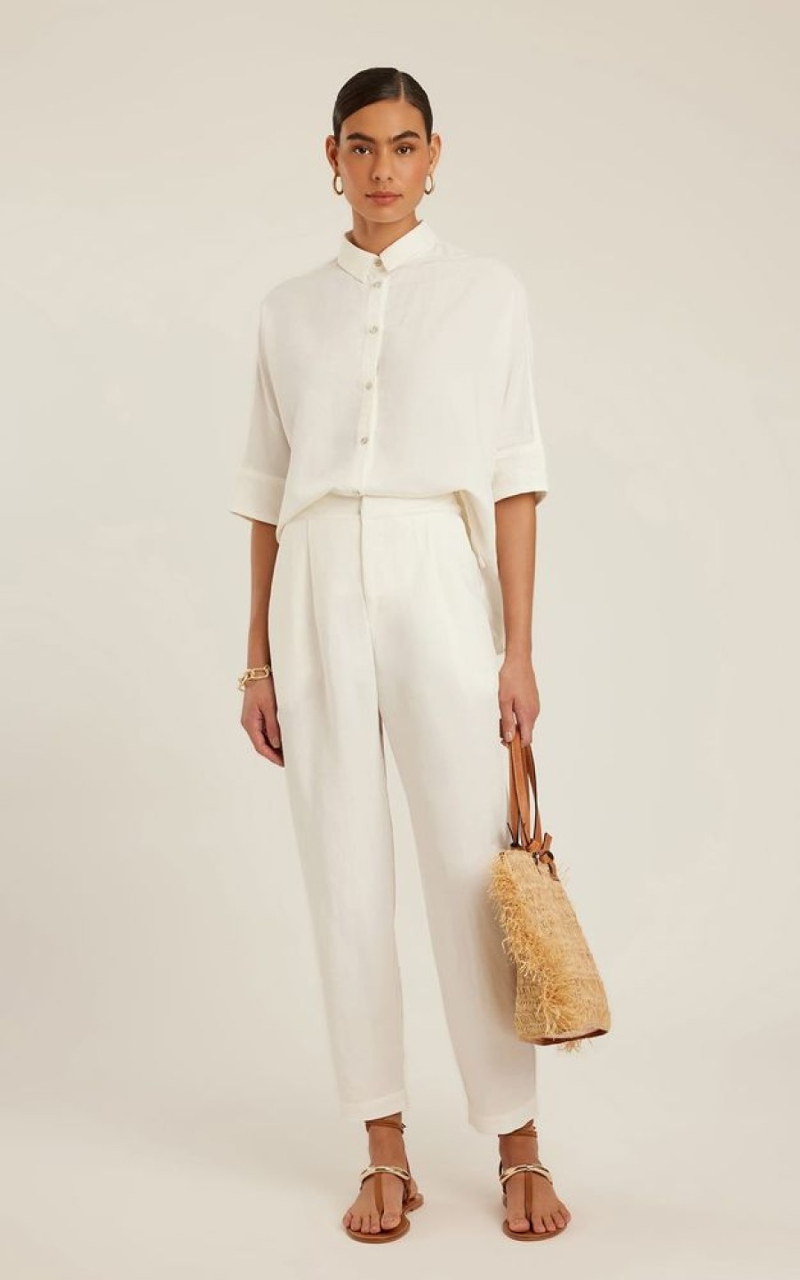 Roupas Lenny Niemeyer | Calca Alfaiataria Afunilada Off White